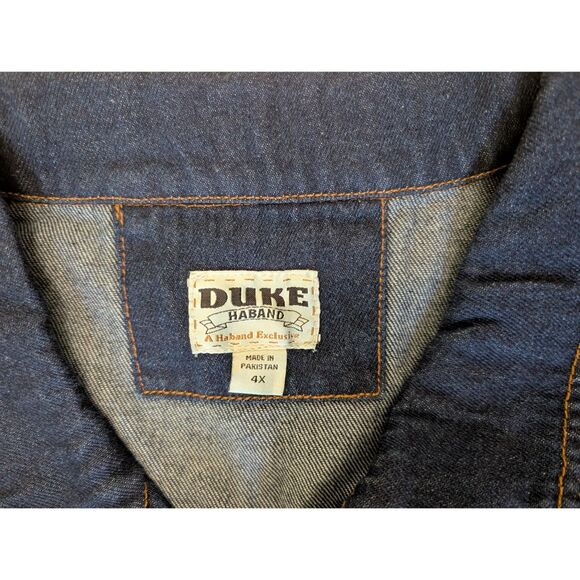 Duke Habrand Denim Jacket Mens Size 4X 4XL Blue Full Zip Orange Thread - Picture 5 of 9